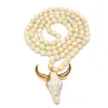Pendant Necklaces Unique Ethnic Necklace Long Knotted Stone Beads Ox Horn Women Fashion Jewelry Neck Chain 264E