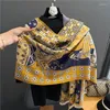 Szaliki luksusowe kaszmirowe szal szalik dla kobiet ciepłe paszmina żeńska konna marka projektowy koc bufanda stoli echarpe 2023