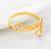 Anillo personalizado con letras de personalidad europea y americana, galvanoplastia de acero inoxidable, oro de 18 k/plata/oro rosa, anillo para mujer