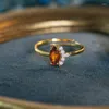 Anillos de racimo, anillo chapado en oro de plata de ley granate Natural de terciopelo rojo Vintage, forma de marquesa de moda para mujer