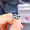 Pierścienie klastra Natural Blue Topaz zaręczynowy Pierścionek zaręczynowy 925 Srebrny Różowe Złoto Plakowane