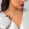 Chains Unique Irregular Baroque Pearl Bead Choker Necklace For Women Wed Bridal Vintage Kpop Clavicle Chain Aesthetic Neck Accessories