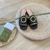 Fashion Girl Sandals Summer Flat Shoes Womens Casual Slippers Gold Hardware Buckle Low Heel Princess Sandal with Box 35-42