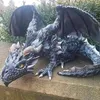 Decorative Objects Figurines Outdoor Garden Big Squatting Dragon Sculpture Guardian Statue Decoration Gothic 230607