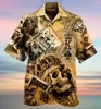 Men's Casual Shirts Drum Skull 3D All Over Printed Hawaiian Shirt Men's For Women's Harajuku Unisex