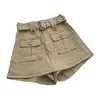 Rokken Koreaanse Stijl Hoge Taille Mini Rok Vrouwen Mode Korte Culotte Met Riem Y2K Streetwear Big Pocket Cargo Shorts 230607