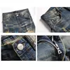 Jeans masculino com estampa de estrela bordado com buraco rasgado gráfico motocicleta ajuste fino hip hop streetwear punk jeans roupas 230606