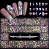 Nail Art Decorations 2500pcs Luxury Shiny Diamond Rhinestones Crystal Set AB Glass 1pcs Pick Up Pen In Grids Box 21 Shape 230606