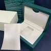 Fornitore di scatole per orologi di fabbrica Scatola per orologi in legno verde di marca di lusso per custodie per orologi da polso Rolex Papers Card Wallet display Gifts241i