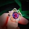 Rings Cluster Fashion Luxury Twilolor Hollow Actus Ametista Flower Color Treasure Opening Ring Female Creative All-Match Party Gioielli