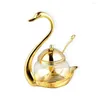 Storage Bottles Creative Swan Aluminum Condiment Pot Set Seasoning Container Alloy Spice Pepper Coffee Organizer Glass Jar Salt Sugar Bowl