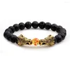 Charm Bracelets 4 Color Frosted Stone Dragon Man Bracelet Crystal Bangles Black Brown Beads Jewelry Accessory