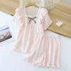 Pajamas Girls Pajamas Set Summer Princess Lace Thin Girls Clothes Indoor Soft Lovely Sweet Kids Sleepwear Medium and Large Children 230606