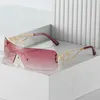 Güneş gözlüğü y2k tek parçalı metal Avrupa ve Amerikan kişiselleştirilmiş içi boş hip hop moda kadın gözlükleri