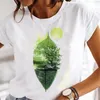 Damen T-Shirt Damen Löwenzahn T-Shirts Modekleidung Cartoon Kleidung Aquarell 90er Jahre Kurzarm Frühling Sommer Damen T-Shirt Grafik T-Shirt 230607