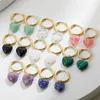 Hoop Earrings Fashion Heart Beads Stone Earring Natural With Stainless Steel Circle For Women Huggies Jewelry Party Gift