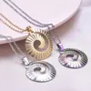 Chains 1/3Pcs Stainless Steel Vortex Round Pendant Necklaces Punk Endless Circle Sea Conch Spiral Collar Hombre Jewelry Making