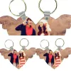 Wing Shape Key Buckle SubliMation Blanks MDF CHAIN ​​DIY Pattern Metal Love Heart Car Ring Valentines Day JN07