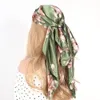 Sarongs Silk HeadHair Scarf Women Summer Fashion Beautiful Flowers 9090cm Foulard Femme Cetim Square Hoofddoek Neck Headscarf Sac 230605