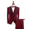 Men Suits Plus Size Three Pieces Set Pants+Dress Suit+Vest Business Casual Wedding Engagement Groom Professional Formal Party Blazer