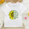T-shirts sommar mode ukraina flagga solros tryck t-shirt barn harajuku t shirt barn kläder pojkar vita tees topps 230606