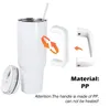 US Warehouse! Sublimation 40oz White Tumblers With Handle Steel Double Wall Insulated Travel Mugs Without Silver Line A0121