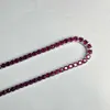 HQ GEMS S925 Поселка белого золота 4 мм Теннисная лаборатория Ruby Sapphire Stone Bracelet