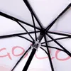 Paraplyer Trefolds paraply Kvinnlig liten färsk svart lim vikande regn Dualanvändning Solskydd Ultravioletstrålar