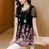 Women's Blouses Tunic Tops Summer Plus Size Clothing For Women 4xl 5xl Chiffon Floral Elegant Blouse Short Sleeve Ladies Loose Casual