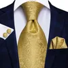 Neck Ties Hi-Tie Gold Fashion Business Paisley 100% Silk Men's Tie NeckTie 8.5cm Ties for Men Formal Luxury Wedding High Quality Gravata 230607