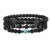 6mm Natural Lava Stone Handmade Cross Beaded Strands Charm Bracelets Party Club Elastic Sports Jewelry For Men