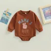 Rompers born Baby Boys Girls Crewneck Sweatshirts Romper Clothing Letter Floral Print Long Sleeve Patchwork Jumpsuits Autumn Clothes 230606