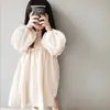 Girl's Dresses Autumn Girls Cotton and Linen Long-Sleeve Dress New Children's Elegant Casual Solid Color Princess WT021 R230607
