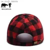 Sombrero de lengua de pato a cuadros rojo y negro de algodón, versión coreana para hombre, gorra de béisbol de comercio exterior summe L230523