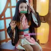 Cosplay Anime Kamado Nezuko Traje Cosplay Demon Slayer Kimetsu No Yaiba Trajes Kimono Haori Peruca Tamancos Terno para Adultos Crianças Halloween 230606