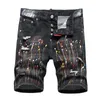 Мужские джинсы, мужские черные джинсовые шорты, летние дырявые мужские эластичные рваные шорты, размер 44 230606