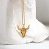 Chains Greatera Stainless Steel Bull Head Skull Pendant Choker Necklaces For Women Men Gold Plated Metal Chain Necklace Jewelry 2023