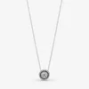 Sparkling Double Halo Collier Necklace for Pandora Real Sterling Silver Wedding Necklaces designer Jewelry For Women Crystal Diamond necklace with Original Box