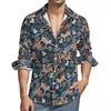 Camisas casuais masculinas com listras de tigre Y2K camisa masculina retrô com estampa de animais blusas primavera manga longa com gráficos grandes