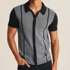 Мужские половые рубашки лето с коротким рубашками роскошные широко расставанные в полосатые деловые повседневные тонкие мужские топы