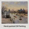 The Louvre Handmade Camille Pissarro Painting Landscape Impressionist Canvas Art for Entryway Decor