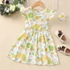 Robes de fille Summer Girl Robe Polyester Léopard Fleur Impressions A-Link Sundress Infant Bébé Casual Volants Manches Princesse Jupe