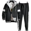 Herrspårar män spårdräkt höst vinter mode kläder hip hop 2 bit set hoodie and pants white streetwear 2023