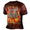 T-shirts Vintage 66 T-shirt Route pour hommes 3D Biker Motor Mern's Vêtements surdimensionnés surdimension