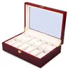 Whole-2016 New 12 Grid Wood Watch Display Box Case Transparent Skylight Gift Box Jewelry Collections Storage Display Case311g