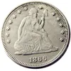 USA 1866 P/S sittande Liberty Quater Dollar Silver Plated Copy Coin