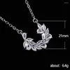 Pendant Necklaces Korean Trendy Silver Plated Olive Leaf For Women Shine CZ Stone Full Paved Fashion Jewelry Party Gift