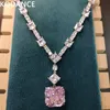 Anhänger Halsketten KQDANCE Simulierte 15mm Quadrat Smaragd Grün Gelb Rosa Diamant Tennis Halskette Für Frauen Silber Vergoldet Schmuck 230607