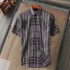 2023 High quality designer mens casual shirt burbereys mens Camisas De Hombre Fashion geometric check print short sleeved lapel business versatile M-3XL