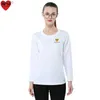 Men Women Long-sleeved Heart Embroidered Letter printingCotton Spring Autumn O-neck Loose Casual Couple Unisex T-shirt L230520